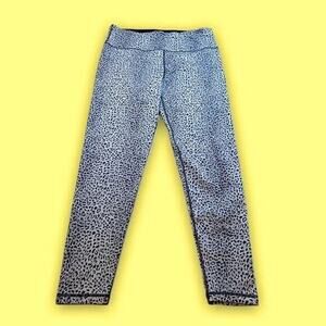 Sweaty Betty Grey Black Leopard Print Leggings Cropped High Stretch XL